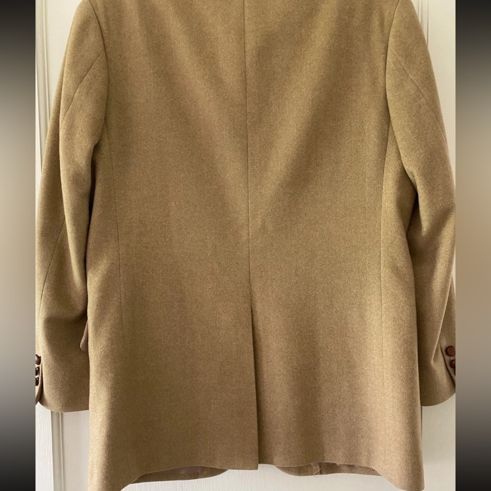 Oliver Hunt Men's Camel Hair Wool Tan Blazer Coat Unique Buttons Size 39 - Picture 3 of 8